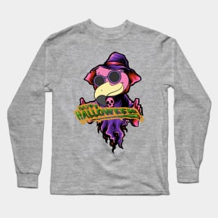 Halloween Ghost Flamingo Long Sleeve T-Shirt